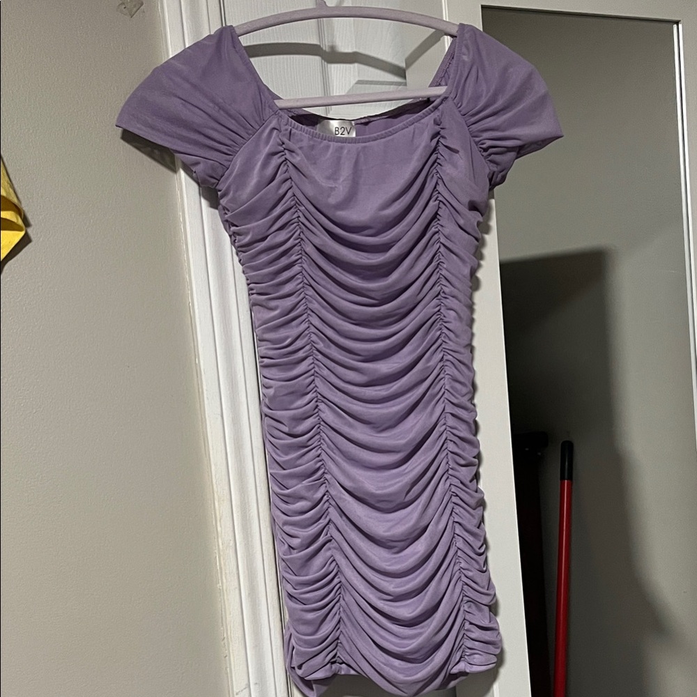 Elegant Purple Ruched Mini Dress